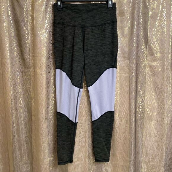 Manduka Olive Heather Lavender Radiant Color Block Leggings Medium - Picture 1 of 7